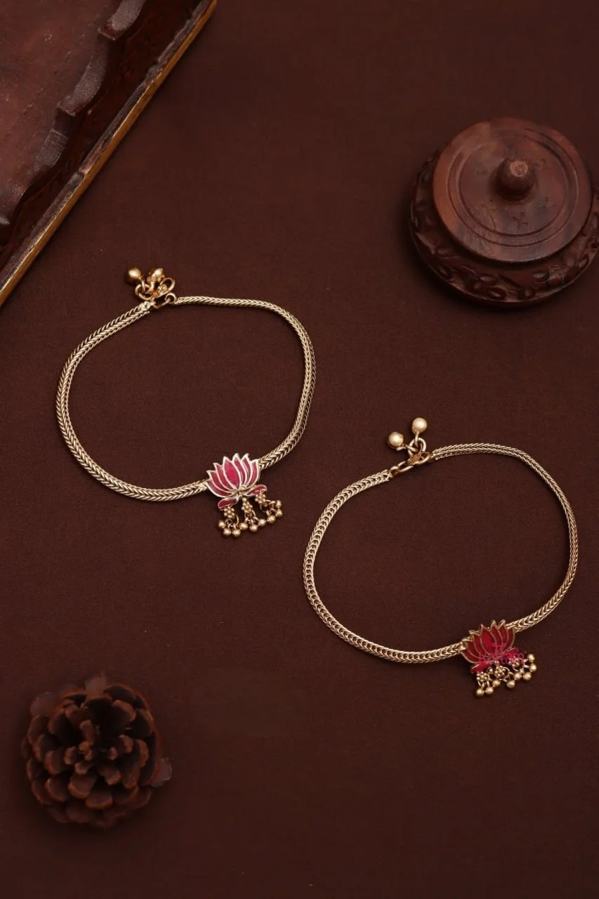 Enamel Lotus Anklet